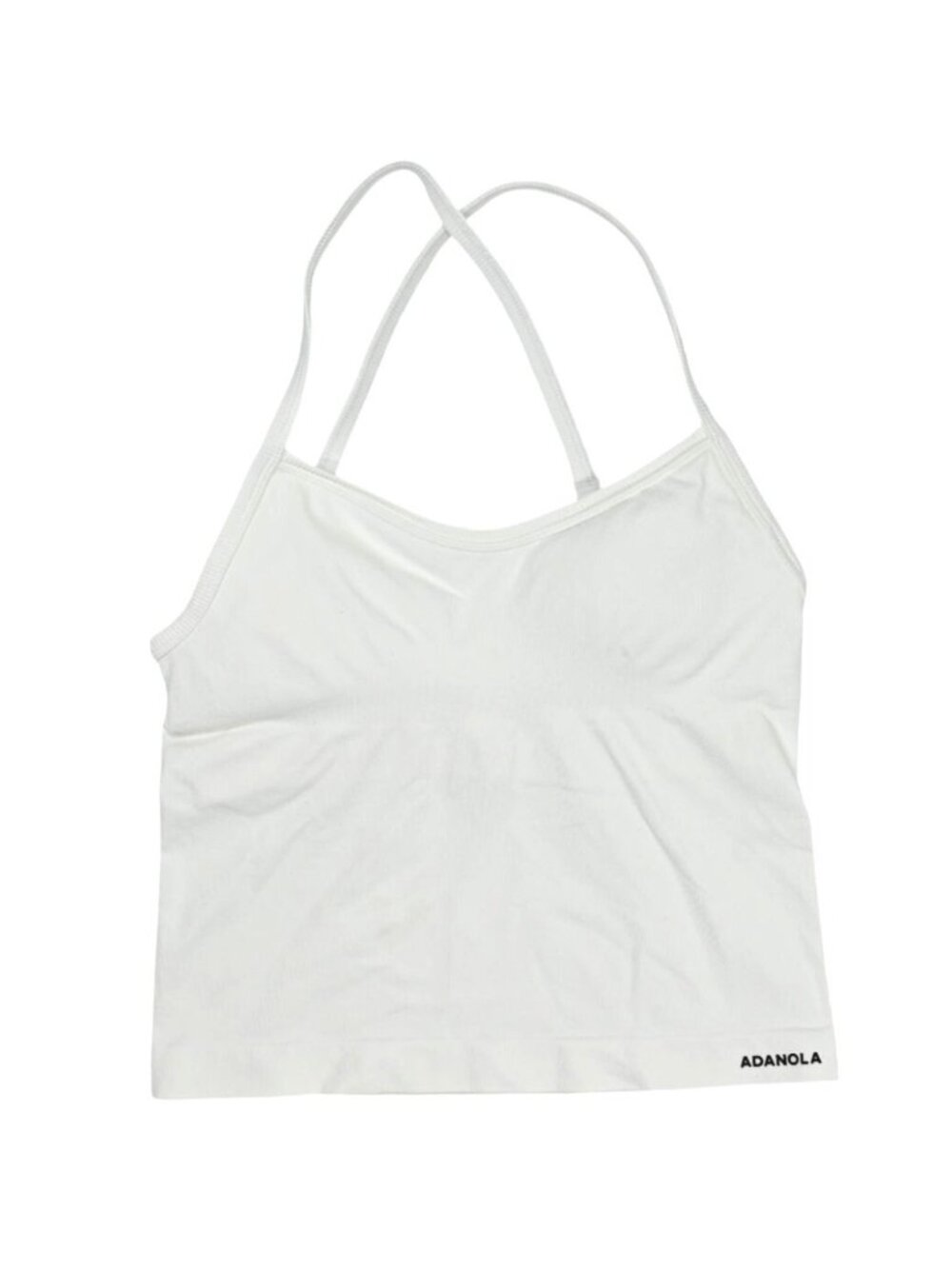 Adanola Classic Seamless Cross Back Tank Top in Warm White
